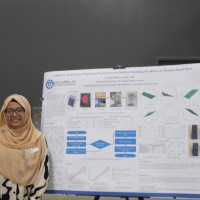 A student standing next to a 3-D printing project.